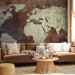 Photo Wallpaper Iron Continents - World Map in Bronze with Textured Continents 60071
