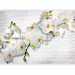 Wall Mural Blooming Nature - Composition with orchid and buds on a white wall background 61871 additionalThumb 5
