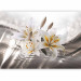 Photo Wallpaper Beauty of the lilies - white flowers on a silver background with a light shimmer effect 93771 additionalThumb 1