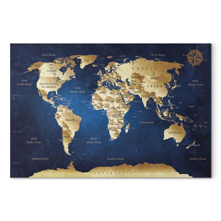 Canvas Print World Map: The Dark Blue Depths 94571