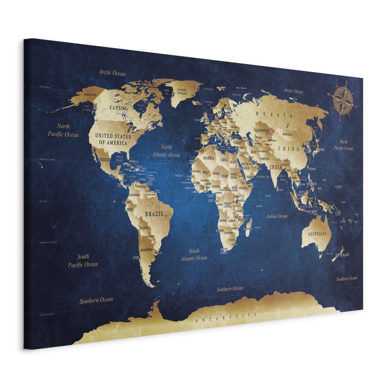 Canvas Print World Map: The Dark Blue Depths 94571 additionalImage 2