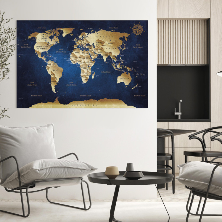 Canvas Print World Map: The Dark Blue Depths 94571 additionalImage 9