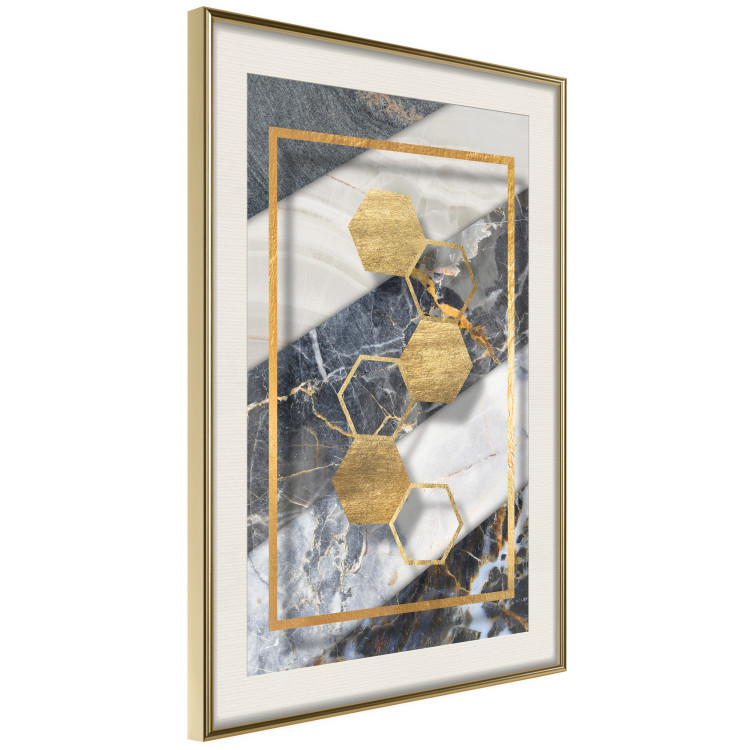 Poster Geometric Chain - Elegant gold abstraction on a marble background 114381 additionalImage 2