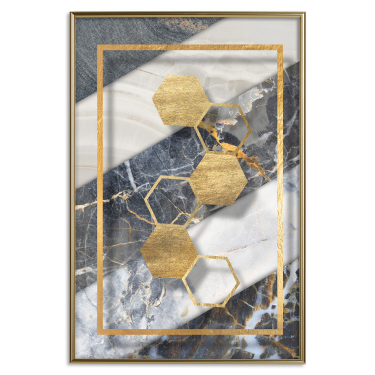 Poster Geometric Chain - Elegant gold abstraction on a marble background 114381 additionalImage 16