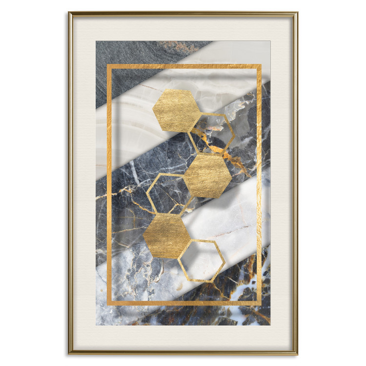 Poster Geometric Chain - Elegant gold abstraction on a marble background 114381 additionalImage 19