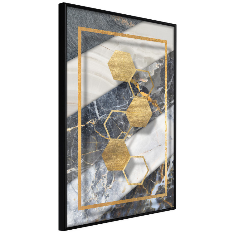 Poster Geometric Chain - Elegant gold abstraction on a marble background 114381 additionalImage 12