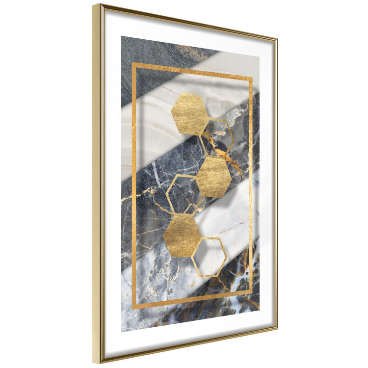 Poster Geometric Chain - Elegant gold abstraction on a marble background 114381 additionalImage 8