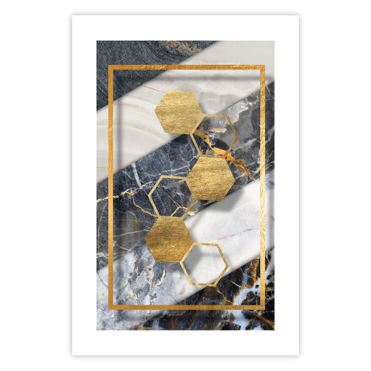 Poster Geometric Chain - Elegant gold abstraction on a marble background 114381 additionalImage 19