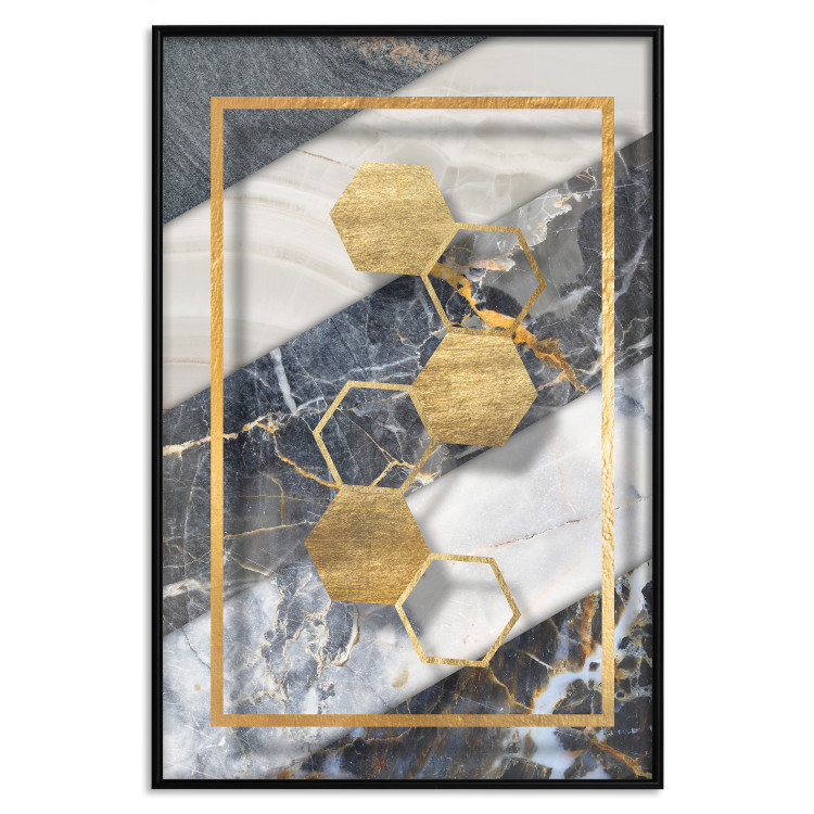 Poster Geometric Chain - Elegant gold abstraction on a marble background 114381 additionalImage 18