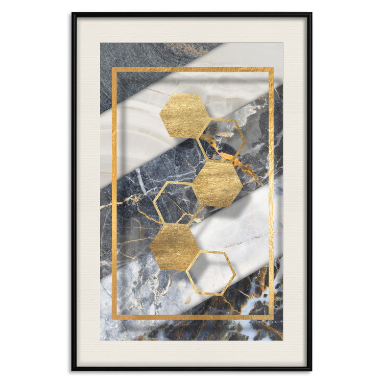 Poster Geometric Chain - Elegant gold abstraction on a marble background 114381 additionalImage 18