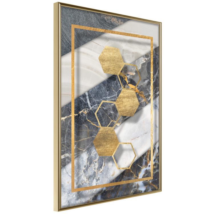 Poster Geometric Chain - Elegant gold abstraction on a marble background 114381 additionalImage 14