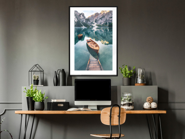 Wall Poster Boats in the Dolomites - picturesque water landscape against a mountain range backdrop 116681 additionalImage 4