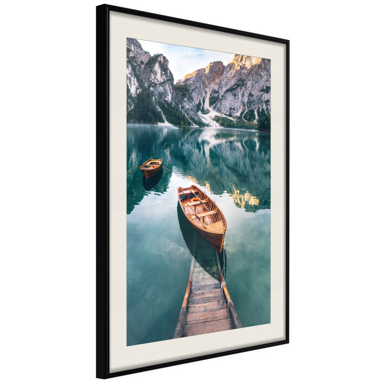 Wall Poster Boats in the Dolomites - picturesque water landscape against a mountain range backdrop 116681 additionalImage 3