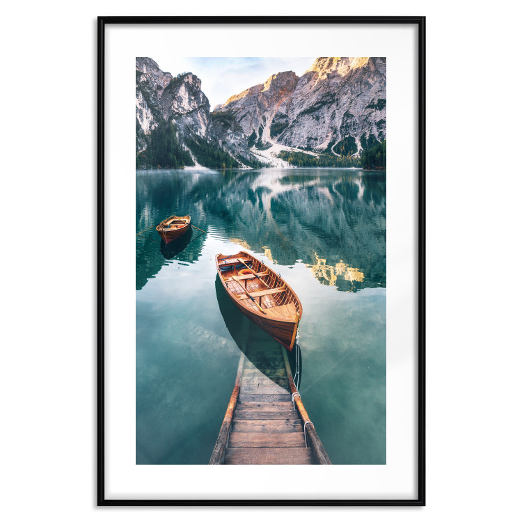 Wall Poster Boats in the Dolomites - picturesque water landscape against a mountain range backdrop 116681 additionalImage 15