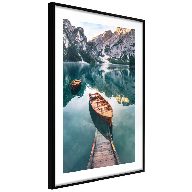 Wall Poster Boats in the Dolomites - picturesque water landscape against a mountain range backdrop 116681 additionalImage 11