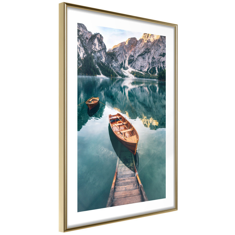 Wall Poster Boats in the Dolomites - picturesque water landscape against a mountain range backdrop 116681 additionalImage 6
