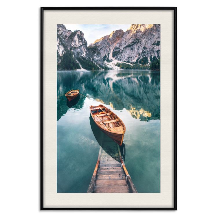 Wall Poster Boats in the Dolomites - picturesque water landscape against a mountain range backdrop 116681 additionalImage 18