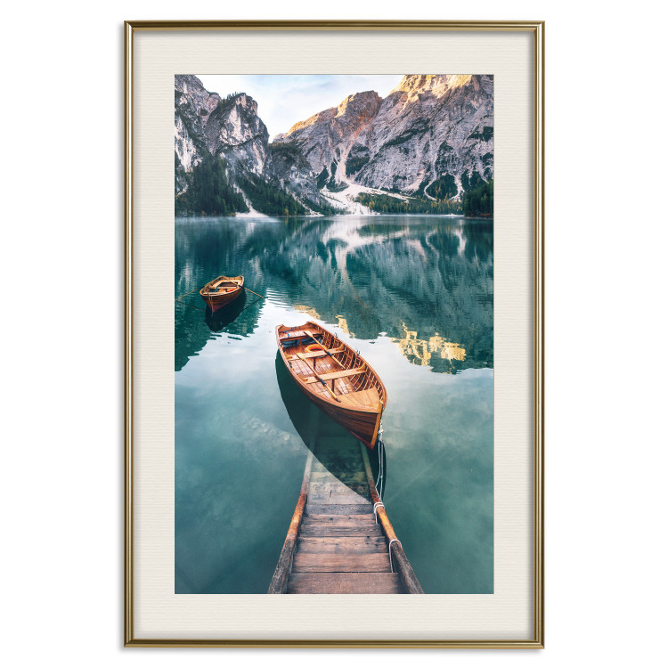 Wall Poster Boats in the Dolomites - picturesque water landscape against a mountain range backdrop 116681 additionalImage 19