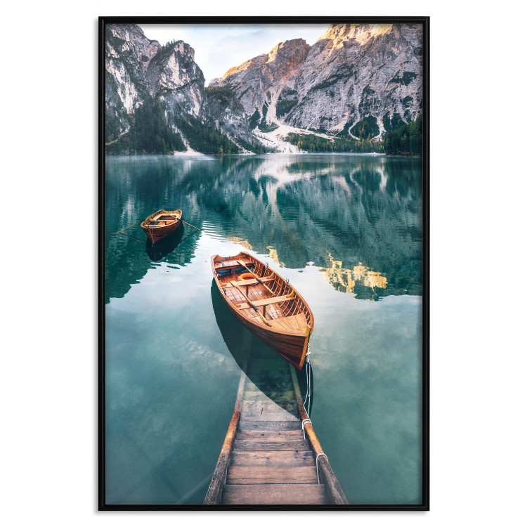 Wall Poster Boats in the Dolomites - picturesque water landscape against a mountain range backdrop 116681 additionalImage 24