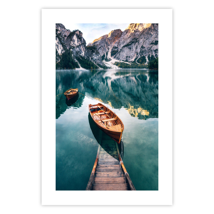 Wall Poster Boats in the Dolomites - picturesque water landscape against a mountain range backdrop 116681 additionalImage 19
