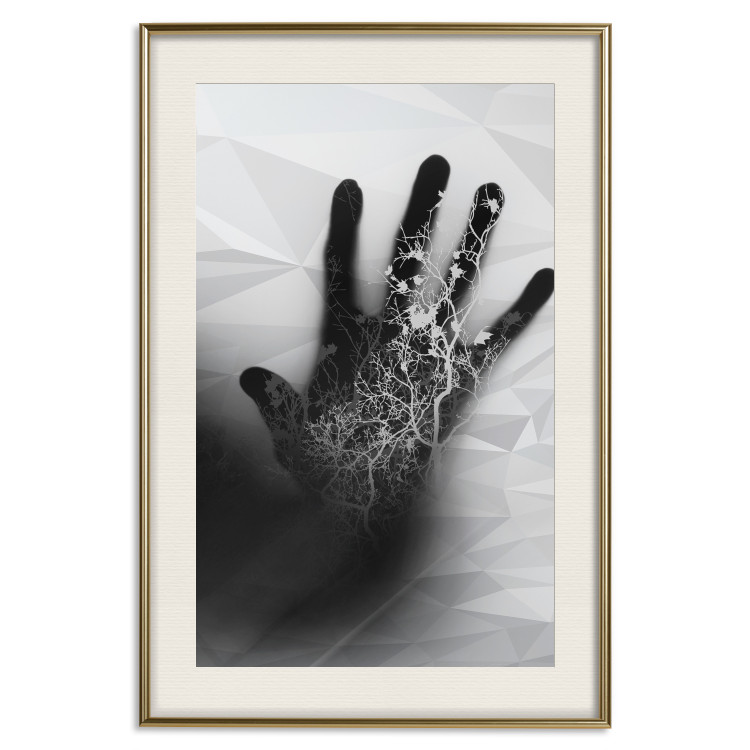 Poster Magical Hand - black and white geometric abstraction with plant motif 117281 additionalImage 18