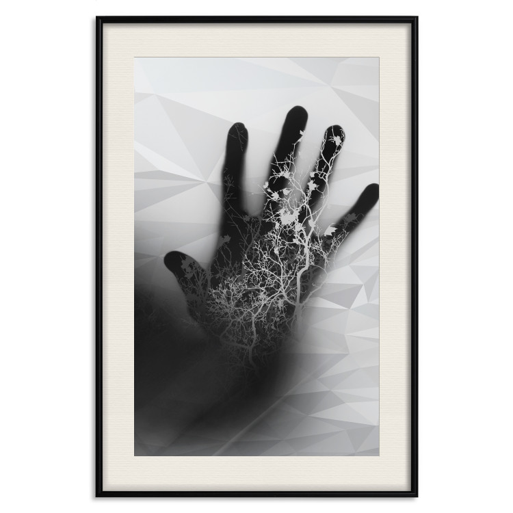 Poster Magical Hand - black and white geometric abstraction with plant motif 117281 additionalImage 17