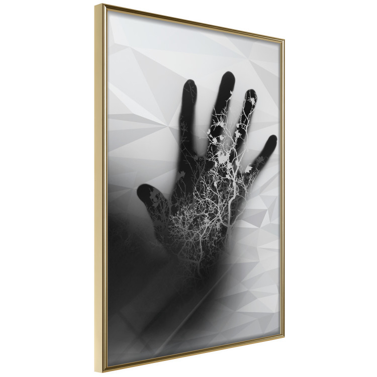 Poster Magical Hand - black and white geometric abstraction with plant motif 117281 additionalImage 11