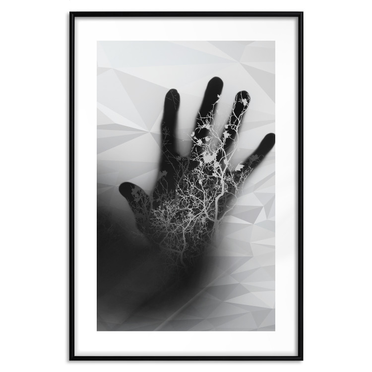 Poster Magical Hand - black and white geometric abstraction with plant motif 117281 additionalImage 16