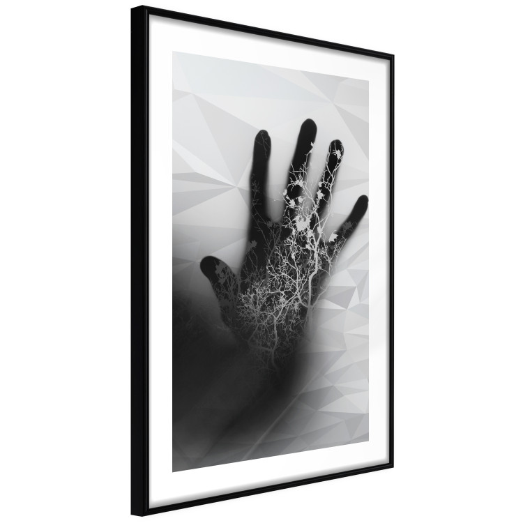 Poster Magical Hand - black and white geometric abstraction with plant motif 117281 additionalImage 12