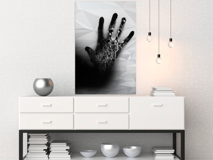 Poster Magical Hand - black and white geometric abstraction with plant motif 117281 additionalImage 22