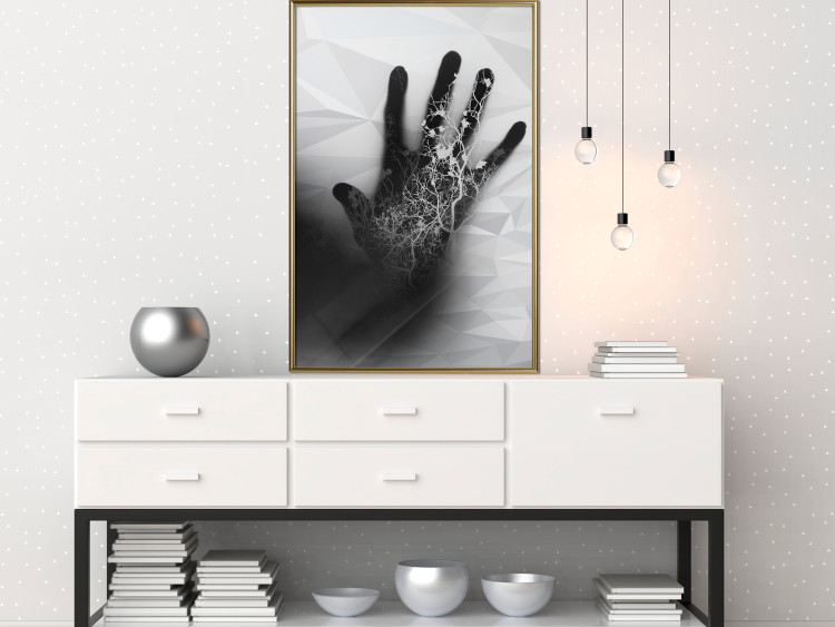 Poster Magical Hand - black and white geometric abstraction with plant motif 117281 additionalImage 7