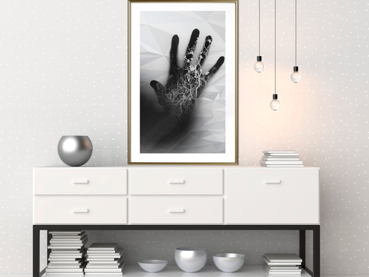 Poster Magical Hand - black and white geometric abstraction with plant motif 117281 additionalImage 14