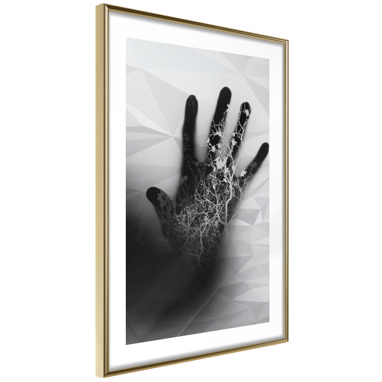 Poster Magical Hand - black and white geometric abstraction with plant motif 117281 additionalImage 8