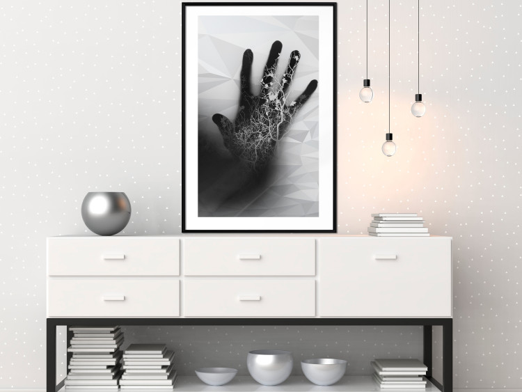 Poster Magical Hand - black and white geometric abstraction with plant motif 117281 additionalImage 4