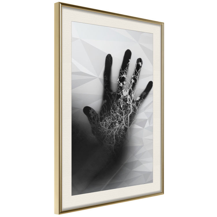 Poster Magical Hand - black and white geometric abstraction with plant motif 117281 additionalImage 2