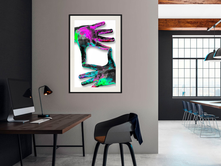Wall Poster Colorful Frame - abstraction with two hands on a uniformly white background 118281 additionalImage 22