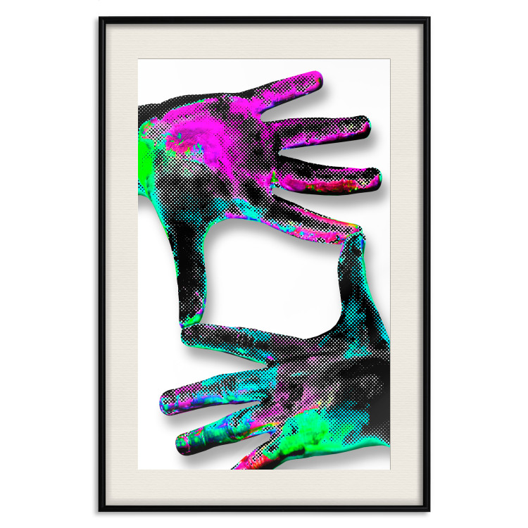 Wall Poster Colorful Frame - abstraction with two hands on a uniformly white background 118281 additionalImage 18