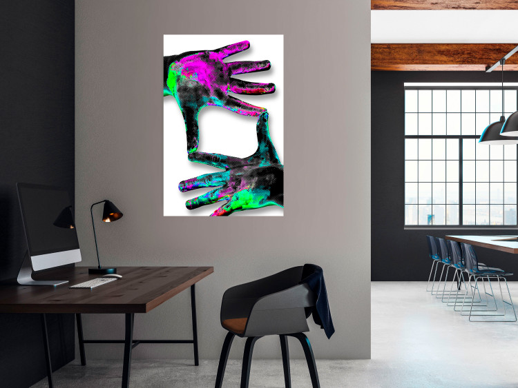 Wall Poster Colorful Frame - abstraction with two hands on a uniformly white background 118281 additionalImage 23
