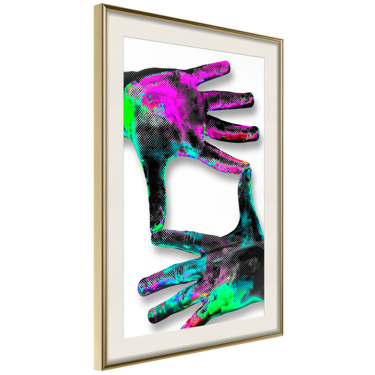 Wall Poster Colorful Frame - abstraction with two hands on a uniformly white background 118281 additionalImage 14