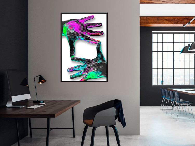 Wall Poster Colorful Frame - abstraction with two hands on a uniformly white background 118281 additionalImage 8
