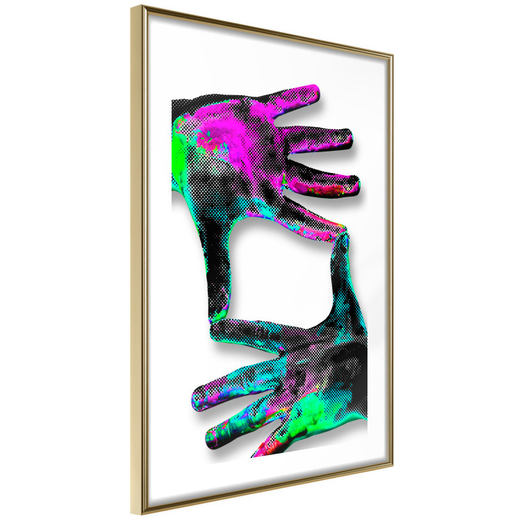 Wall Poster Colorful Frame - abstraction with two hands on a uniformly white background 118281 additionalImage 12