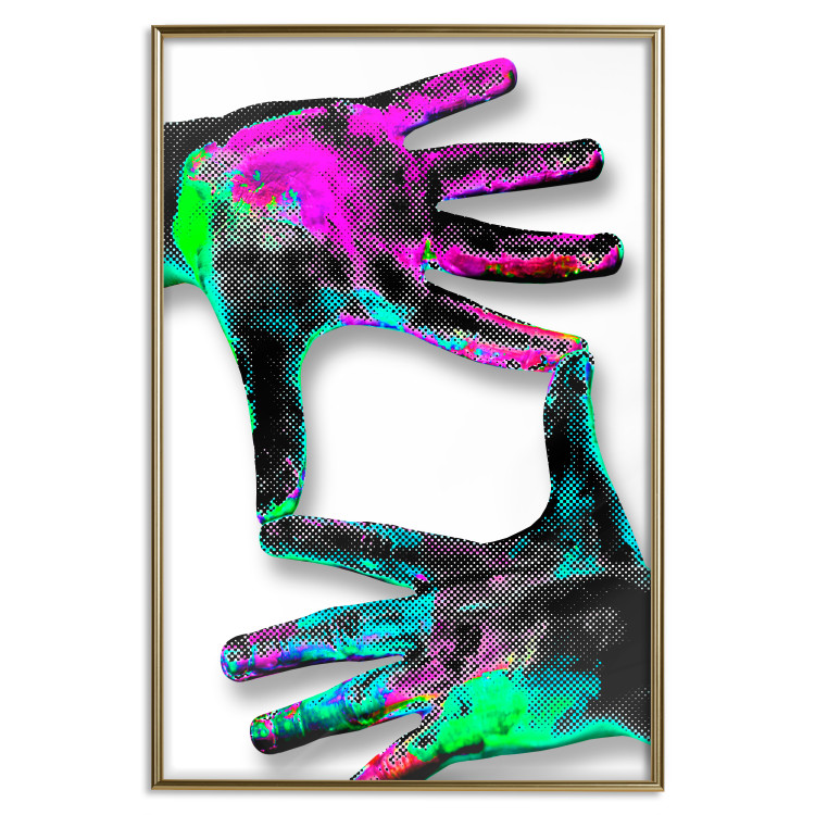 Wall Poster Colorful Frame - abstraction with two hands on a uniformly white background 118281 additionalImage 16