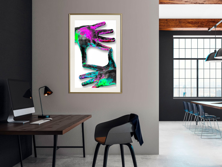 Wall Poster Colorful Frame - abstraction with two hands on a uniformly white background 118281 additionalImage 21