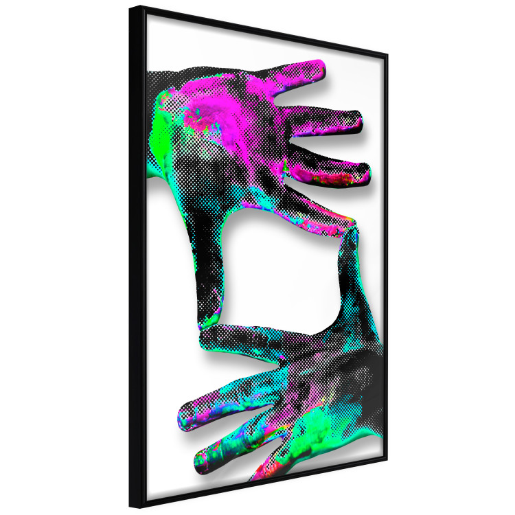 Wall Poster Colorful Frame - abstraction with two hands on a uniformly white background 118281 additionalImage 3