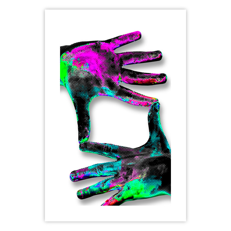 Wall Poster Colorful Frame - abstraction with two hands on a uniformly white background 118281 additionalImage 25