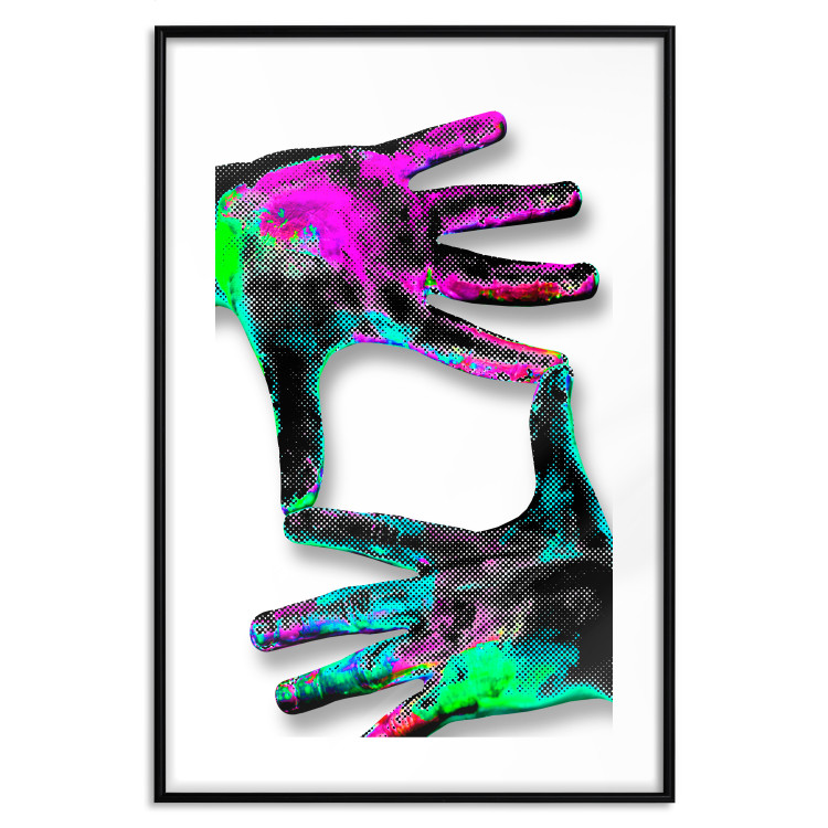 Wall Poster Colorful Frame - abstraction with two hands on a uniformly white background 118281 additionalImage 17
