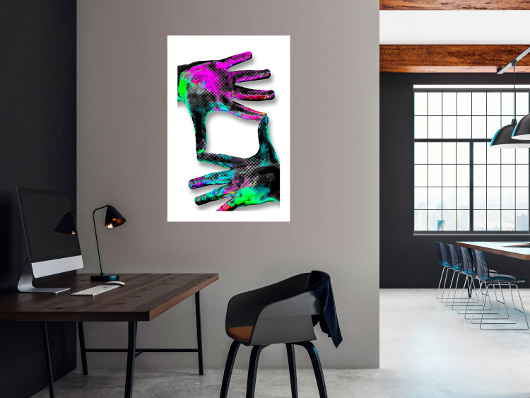Wall Poster Colorful Frame - abstraction with two hands on a uniformly white background 118281 additionalImage 9