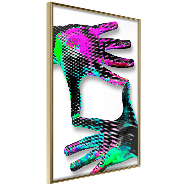 Wall Poster Colorful Frame - abstraction with two hands on a uniformly white background 118281 additionalImage 4
