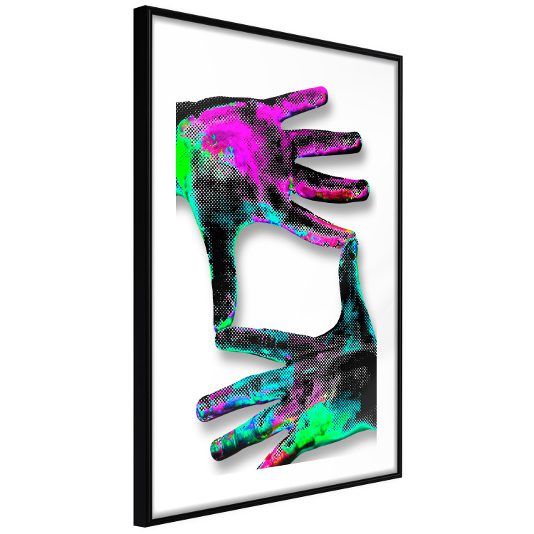 Wall Poster Colorful Frame - abstraction with two hands on a uniformly white background 118281 additionalImage 2