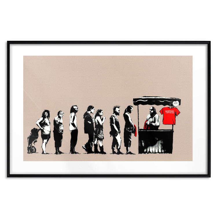 Poster Destroy Capitalism - Banksy-style graffiti with people in line 118781 additionalImage 15